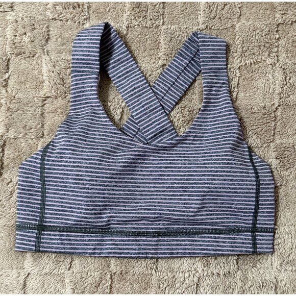 Lululemon All Sport Sport Yoga Athleisure Bra Hyper Stripe Mauvelous Grey 6 - Picture 2 of 7